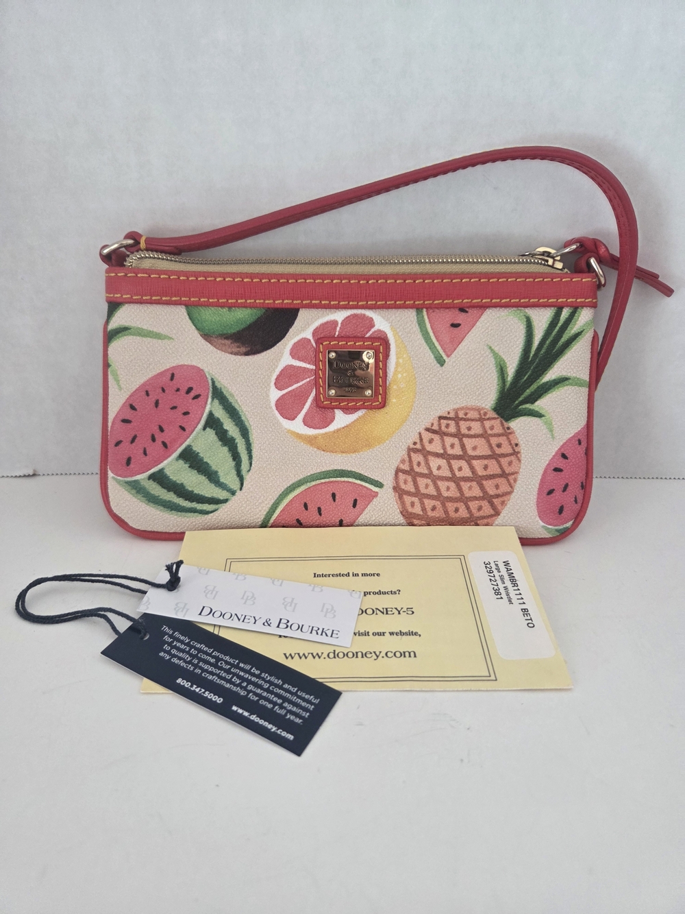 NWT Dooney & Bourke Ambrosia Fruit Print Wristlet